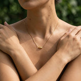 Gold Meander Necklace, Stainless Steel Chain, Greek Key Bead Pendant