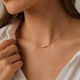 Gold Meander Necklace, Stainless Steel Chain, Greek Key Bead Pendant