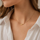 Gold Meander Necklace, Stainless Steel Chain, Greek Key Bead Pendant