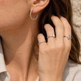 Braided Silver Hoop Earrings, Thin Twisted Rope Design