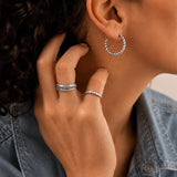 Braided Silver Hoop Earrings, Thin Twisted Rope Design