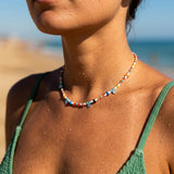 Colorful Beaded Necklace With Shell, Coral And Howlite
