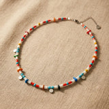 Colorful Beaded Necklace With Shell, Coral And Howlite