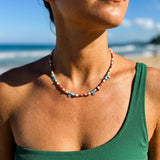 Colorful Beaded Necklace With Shell, Coral And Howlite