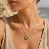 Gold Coin Pendant Necklace, Stainless Steel Crossed Chain