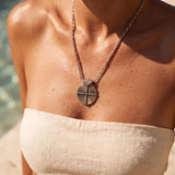 Silver Geometric Pendant Necklace, Ancient Greek Inspired Necklace, Labyrinth Medallion, Ethnic Silver Jewelry