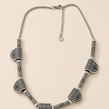 Silver Ancient Greek Necklace, Geometric Statement Necklace, Classical Ethnic Jewelry, Sculptural Silver Collar