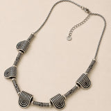 Silver Ancient Greek Necklace, Geometric Statement Necklace, Classical Ethnic Jewelry, Sculptural Silver Collar
