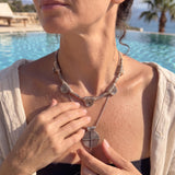 Silver Geometric Pendant Necklace, Ancient Greek Inspired Necklace, Labyrinth Medallion, Ethnic Silver Jewelry