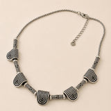 Silver Ancient Greek Necklace, Geometric Statement Necklace, Classical Ethnic Jewelry, Sculptural Silver Collar