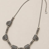 Silver Ancient Greek Necklace, Geometric Statement Necklace, Classical Ethnic Jewelry, Sculptural Silver Collar
