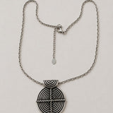 Silver Geometric Pendant Necklace, Ancient Greek Inspired Necklace, Labyrinth Medallion, Ethnic Silver Jewelry