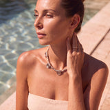 Silver Ancient Greek Necklace, Geometric Statement Necklace, Classical Ethnic Jewelry, Sculptural Silver Collar