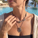 Silver Ancient Greek Necklace, Geometric Statement Necklace, Classical Ethnic Jewelry, Sculptural Silver Collar