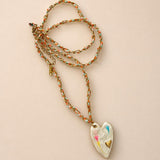 Colorful Enamel Heart Necklace with Woven Chain