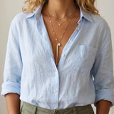 Gold Hammered Fish & Freshwater Pearl Long Necklace