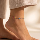 Millefiori Flower Bead Anklet – Silver or Gold