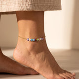Millefiori Flower Bead Anklet – Silver or Gold