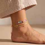Millefiori Flower Bead Anklet – Silver or Gold