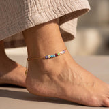 Millefiori Flower Bead Anklet – Silver or Gold