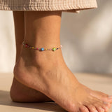 Millefiori Flower Bead Anklet – Silver or Gold