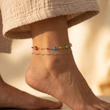 Millefiori Flower Bead Anklet – Silver or Gold