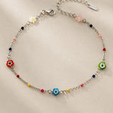 Millefiori Flower Bead Anklet – Silver or Gold