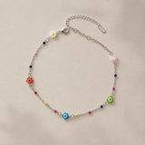Millefiori Flower Bead Anklet – Silver or Gold