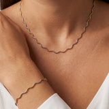 Two Tone Wavy Snake Chain Bracelet