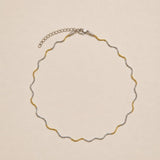Two Tone Wavy Snake Chain Necklace