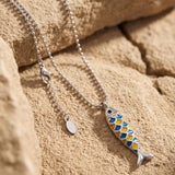 Colorful Fish Pendant Necklace with Ball Chain