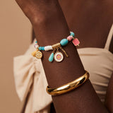 Colorful Gemstone & Gold Charm Summer Bracelet