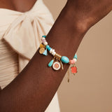 Colorful Gemstone & Gold Charm Summer Bracelet