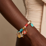 Colorful Gemstone & Gold Charm Summer Bracelet