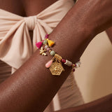 Colorful Gemstone & Gold Charm Summer Bracelet