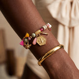 Colorful Gemstone & Gold Charm Summer Bracelet