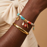 Colorful Gemstone & Gold Charm Summer Bracelet
