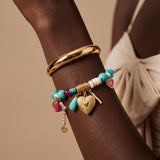 Colorful Gemstone & Gold Charm Summer Bracelet