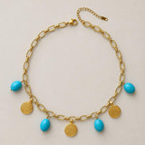 Phaistos Disc & Turquoise Howlite Charm Necklace