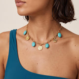 Phaistos Disc & Turquoise Howlite Charm Necklace