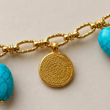 Phaistos Disc & Turquoise Howlite Charm Necklace