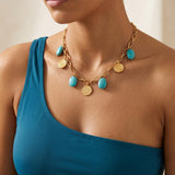 Phaistos Disc & Turquoise Howlite Charm Necklace