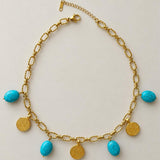 Phaistos Disc & Turquoise Howlite Charm Necklace