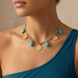 Phaistos Disc & Turquoise Howlite Charm Necklace