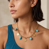 Phaistos Disc & Turquoise Howlite Charm Necklace