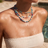 Silver Fish Miyuki Beaded Necklace with Coin Charms