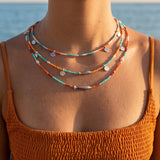 Silver Fish Miyuki Beaded Necklace with Coin Charms