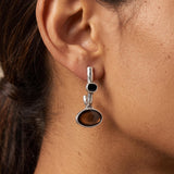 Silver Long Enamel Earrings