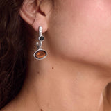 Silver Long Enamel Earrings
