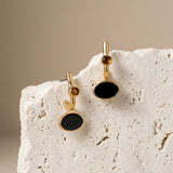 Long Gold Abstract Enamel Earrings